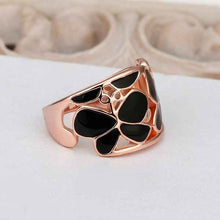 Best Gift 18k gold plated wedding rings rose black flower anillos bear bone 522 ELY