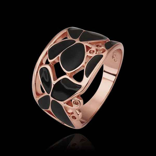 Best Gift 18k gold plated wedding rings rose black flower anillos bear bone 522 ELY