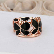 Best Gift 18k gold plated wedding rings rose black flower anillos bear bone 522 ELY