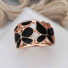 Best Gift 18k gold plated wedding rings rose black flower anillos bear bone 522 ELY