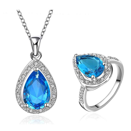 Best Gift Platinum Plated ruby jewellry sapphire cover us sky blue N+R display jewelry sets floating charmsFBLS 1 ELY