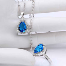 Best Gift Platinum Plated ruby jewellry sapphire cover us sky blue N+R display jewelry sets floating charmsFBLS 1 ELY