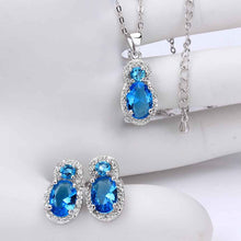 Best Gift Platinum Plated ruby jewellry sapphire forever afternoon E+N display jewelry sets floating charmsFBLS 34 ELY