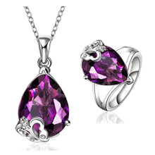 Best Gift Platinum Plated ruby jewellry violet love is together N+R display jewelry sets floating charmsFBLS 9 ELY