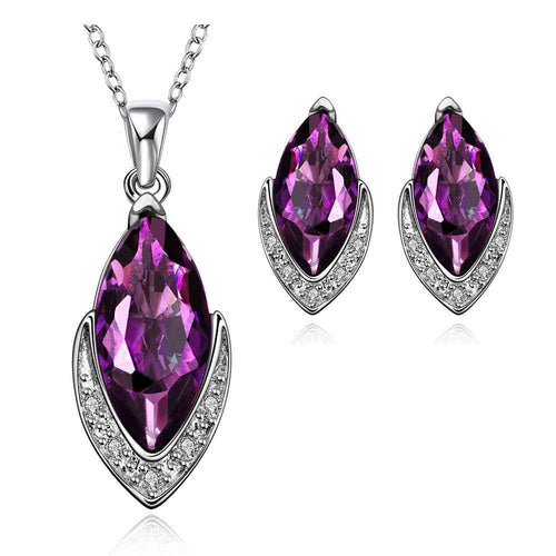 Best Gift Platinum Plated ruby jewellry violet watching your eye N+E display jewelry sets floating charmsFBLS 18 ELY