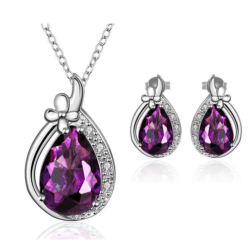 Best Gift Platinum Plated ruby jewellry violet will ack again N+E display jewelry sets floating charmsFBLS 49 ELY
