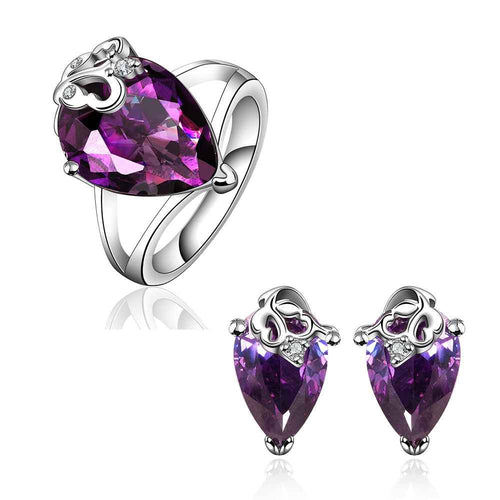 Best Gift Platinum Plated ruby jewellry violetta love became together R+E display jewelry sets floating charmsFBLS 11 ELY