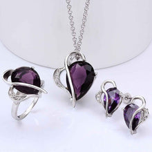 Best Gift Platinum Plated ruby jewelry violet shine world N+R+E display jewelry sets floating charmsFBLS 51 ELY