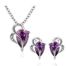 Best Gift Platinum Plated ruby jewelry violet shine world you N+E display jewelry sets floating charmsFBLS 52 ELY