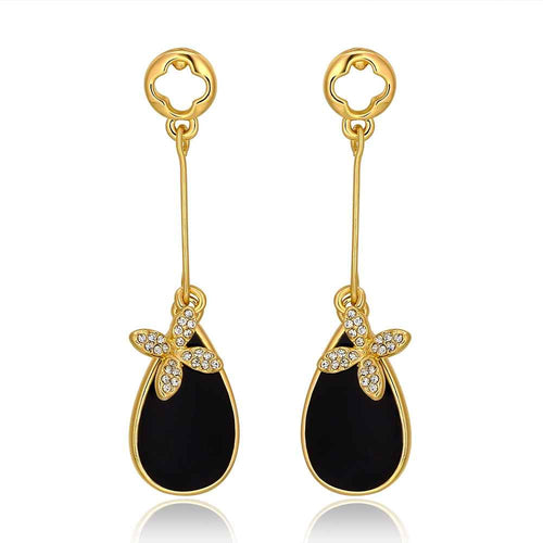 Best Gifts girl jewerly 18K Gold Plated Earing black knot drop earrings brincos SMTPE978 ELY