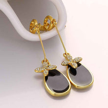 Best Gifts girl jewerly 18K Gold Plated Earing black knot drop earrings brincos SMTPE978 ELY