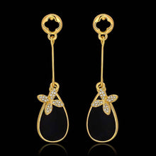 Best Gifts girl jewerly 18K Gold Plated Earing black knot drop earrings brincos SMTPE978 ELY