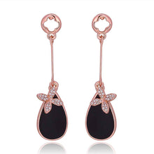 Best Gifts girl jewerly 18K Gold Plated Earing black knot drop earrings brincos SMTPE978 ELY