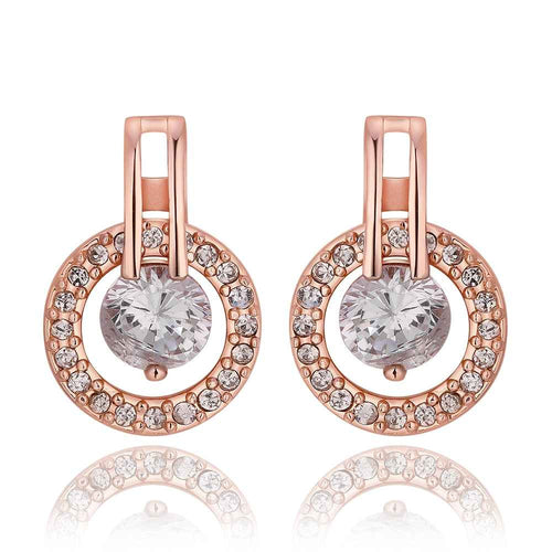 Best Gifts girl jewerly 18K Gold Plated Earing circle crystal stone stud earrings brincos SMTPE943 ELY
