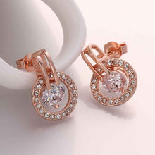 Best Gifts girl jewerly 18K Gold Plated Earing circle crystal stone stud earrings brincos SMTPE943 ELY
