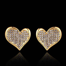 Best Gifts girl jewerly 18K Gold Plated Earing heart crystal in stud earrings brincos SMTPE999 ELY