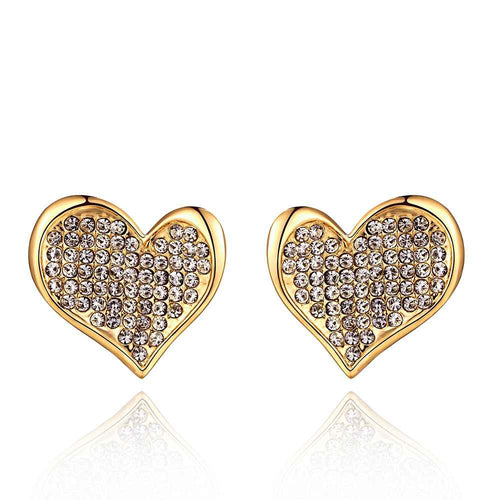 Best Gifts girl jewerly 18K Gold Plated Earing heart crystal in stud earrings brincos SMTPE999 ELY
