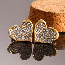 Best Gifts girl jewerly 18K Gold Plated Earing heart crystal in stud earrings brincos SMTPE999 ELY