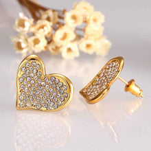 Best Gifts girl jewerly 18K Gold Plated Earing heart crystal in stud earrings brincos SMTPE999 ELY