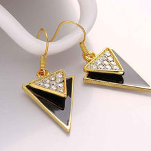 Best Gifts girl jewerly 18K Gold Plated Earing triangle black sideway earrings brincos SMTPE995 ELY
