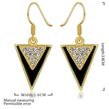 Best Gifts girl jewerly 18K Gold Plated Earing triangle black sideway earrings brincos SMTPE995 ELY