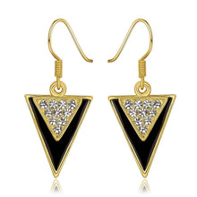 Best Gifts girl jewerly 18K Gold Plated Earing triangle black sideway earrings brincos SMTPE995 ELY