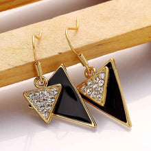 Best Gifts girl jewerly 18K Gold Plated Earing triangle black sideway earrings brincos SMTPE995 ELY