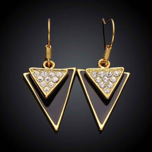 Best Gifts girl jewerly 18K Gold Plated Earing triangle black sideway earrings brincos SMTPE995 ELY