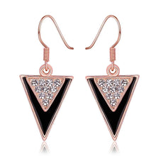 Best Gifts girl jewerly 18K Gold Plated Earing triangle black sideway earrings brincos SMTPE995 ELY