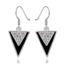 Best Gifts girl jewerly 18K Gold Plated Earing triangle black sideway earrings brincos SMTPE995 ELY