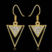 Best Gifts girl jewerly 18K Gold Plated Earing triangle black sideway earrings brincos SMTPE995 ELY