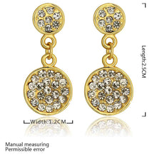 Best Gifts girl jewerly 18K Gold Plated Earing two crystal round stud earrings brincos SMTPE948 ELY