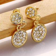 Best Gifts girl jewerly 18K Gold Plated Earing two crystal round stud earrings brincos SMTPE948 ELY
