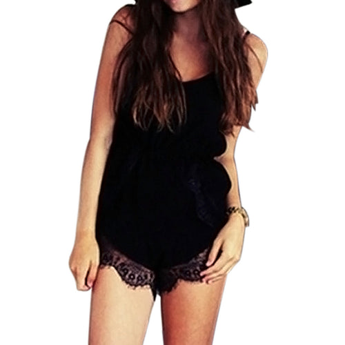 Black Rompers Womens Jumpsuit Lace Shorts Combinaison Femme Playsuit Jumpsuit Bodysuit Women Combinaison Short Femme 1STL ELY