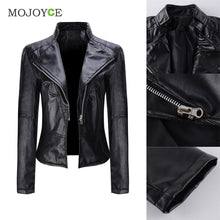 Black Slim Motorcycle Zipper Jacket Soft PU Leather Short Biker Coat Outwear Biker Jacket Jaqueta Feminina Damen Jacket Women ELY
