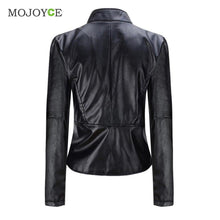 Black Slim Motorcycle Zipper Jacket Soft PU Leather Short Biker Coat Outwear Biker Jacket Jaqueta Feminina Damen Jacket Women ELY