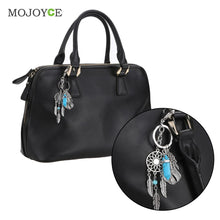 Blue Agate Keyring Silver Leaves Dreamcatcher Bag Car Keychain Jewelry ELY