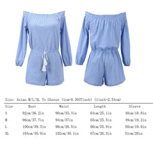 Blue Off Shoulder Rompers Womens Jumpsuit Shorts Beach Playsuit Linen Jumpsuit Cotton Bodysuit Combinaison Femme ELY