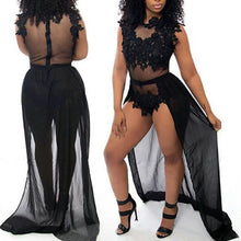 Bodycon Sleeveless Mesh Lace Long Split Womens Jumpsuit Combinaison Femme Sleeveless Slim Playsuit Rompers 1STL ELY