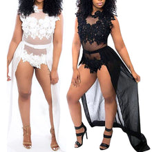 Bodycon Sleeveless Mesh Lace Long Split Womens Jumpsuit Combinaison Femme Sleeveless Slim Playsuit Rompers 1STL ELY