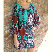 Bohemian Printed Off-shoulder O-neck Party Beach Dress Boho Vestidos Dress 1 STL ELY