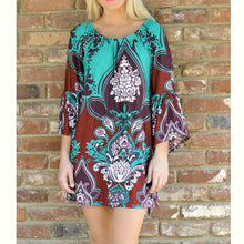 Bohemian Printed Off-shoulder O-neck Party Beach Dress Boho Vestidos Dress 1 STL ELY