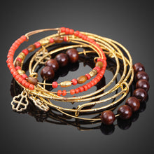 Bohemian Style Lady Retro Multilayer Cross Pendant Pine Bead Alloy Bracelet 1STL ELY