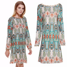 Boho Dress Vintage Women V-Back Party Dress Floral Print Long Sleeve Short Dress Vestidos Vintage Boho 1STL ELY