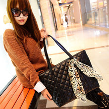 Brand Big Women PU Leather Diamond Lattice Handbag Shoulder Bag Tote Hand Bags Black/Red Color Bolsas Femininas Sac a Main ELY