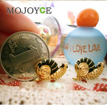 Small And Beautiful Gold Color Enamel Snail Shape Earrings 1STL ELY