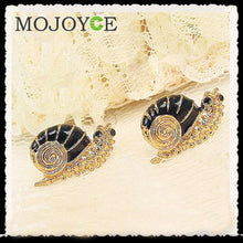 Small And Beautiful Gold Color Enamel Snail Shape Earrings 1STL ELY