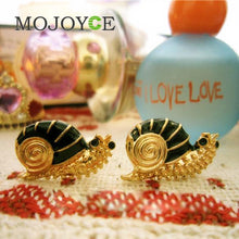 Small And Beautiful Gold Color Enamel Snail Shape Earrings 1STL ELY