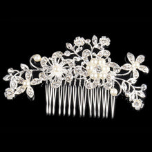 Bridal Wedding Flower Crystal Rhinestone Pearl Hair Clip Comb Pin Diamante Silver Hair Jewelry CA1T ELY