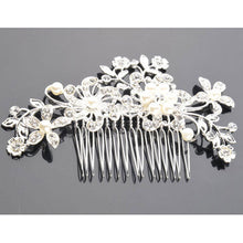 Bridal Wedding Flower Crystal Rhinestone Pearl Hair Clip Comb Pin Diamante Silver Hair Jewelry CA1T ELY